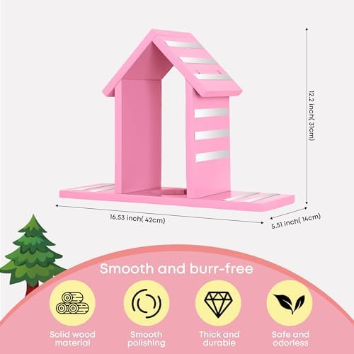 For Tonies Figures Magnetic Shelf Organizer Holder Pink Pine Wood Large
