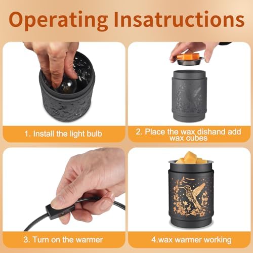 Hummingbird Metal Wax Warmer - Electric Candle Oil Melter for Home Fragrance