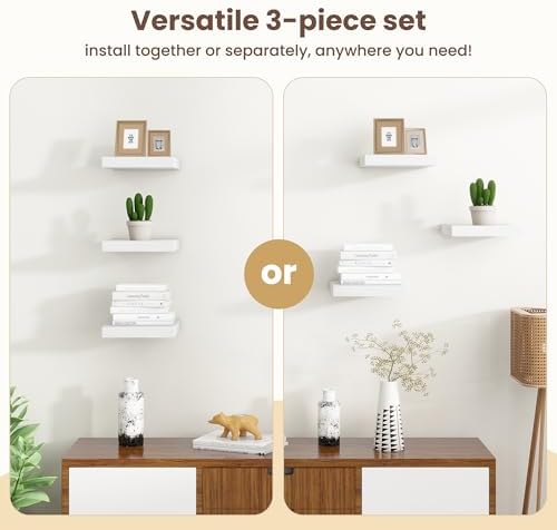 Fun Memories Set of 3 75 Inch Floating Shelves White
