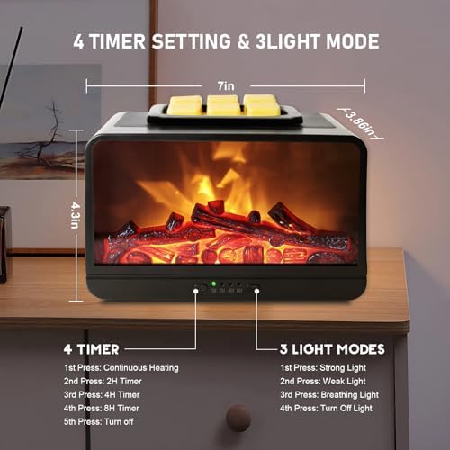 EQUSUPRO Flame Effect Wax Melter Electric Burner with 4 Timer Settings