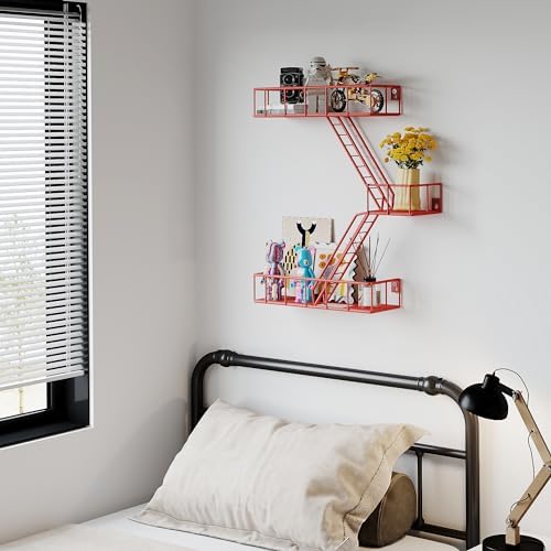 Fire Escape Shelf - 3 Tier Metal Wall Shelves with Baskets