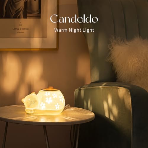Candeldo Cat Wax Melt Warmer with 2 Bulbs
