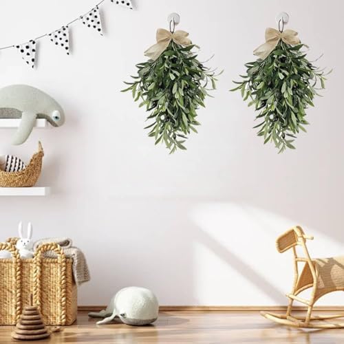 24 Inch Artificial Olive Teardrop Wreath Pendant