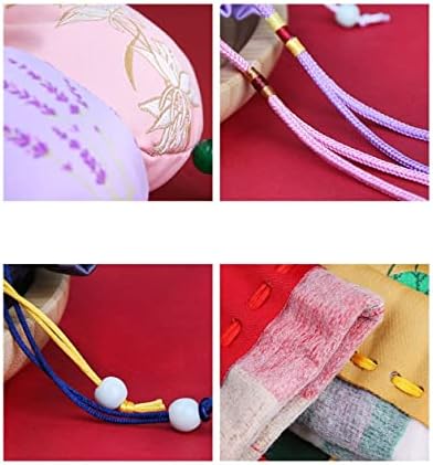 4 Pcs Chinese Tradition Small Sachet Bags with Drawstring and Tassel Pink