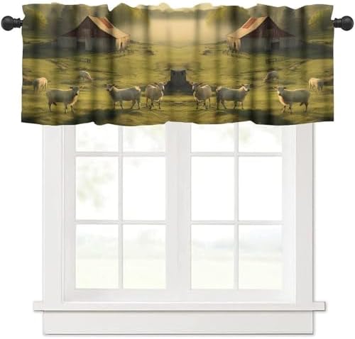 Country Farm Valance with Windmill Print 54x18in