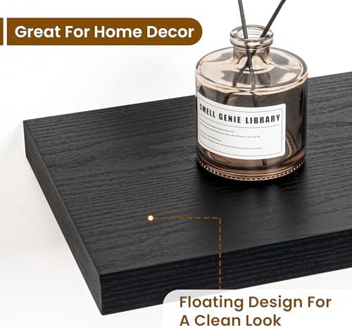 Fun Memories Floating Shelves Wall Mounted 32 Inch Black Set of 2