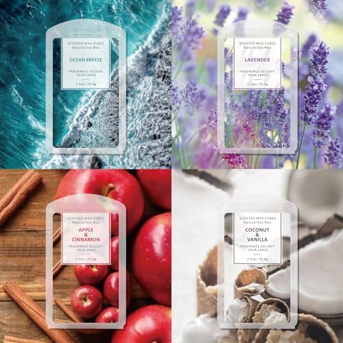 SCENTORINI Wax Melts 4 Pack Ocean Breeze Vanilla Coconut Cinnamon Lavender