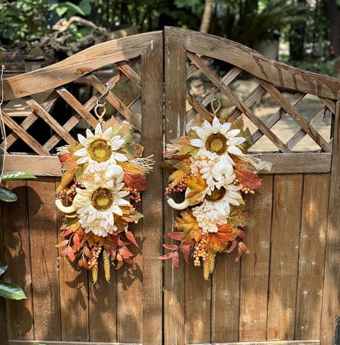 2PCS Autumn Teardrop Wreaths 177 Inch Fall Decorations