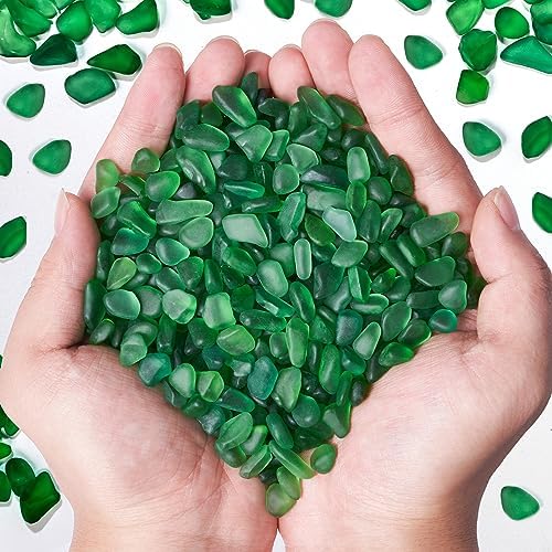 QEQEKAKA Sea Glass Stones for Crafts 1LB Green Pebbles