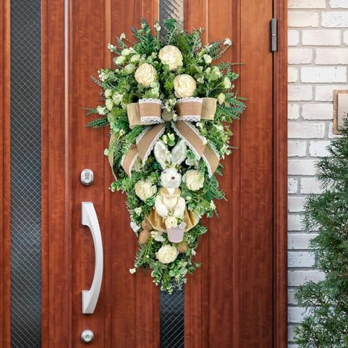 Tachiuwa Easter Teardrop Wreath Hanging Decoration