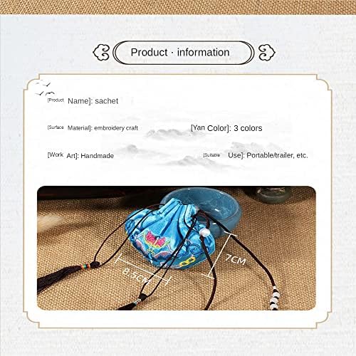 Ancient Style Brocade Bag Green Blessing Sachet Hand Embroidered Purse