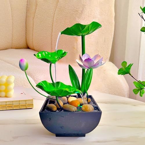 Waterfall Fountain with Light Ring for Home Office Decor