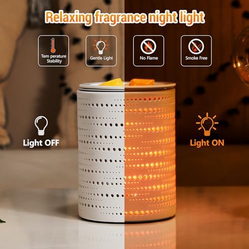 Ceramic Wax Melt Warmer with Timer and LED Lights