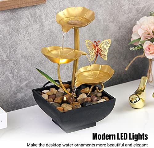 Tabletop Waterfall Fountain with LED Light and 3 Speed Pump
