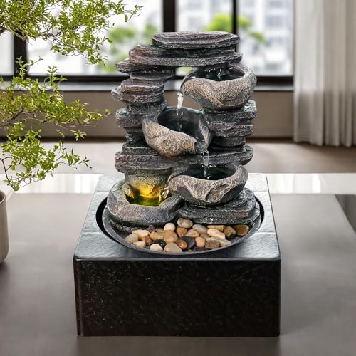 Natural Rock Tabletop Waterfall Fountain for Home Office Decor