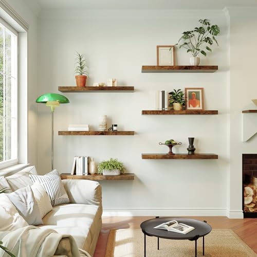 Dumekko Set of 3 Large Floating Shelves Rustic Brown