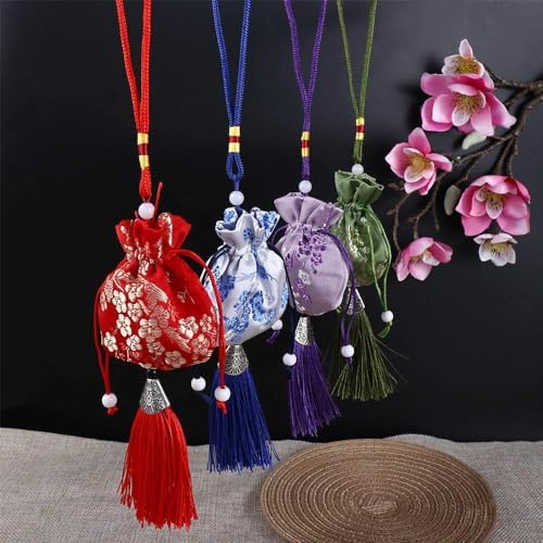 Women Brocade Sachet with Plum Flower Design