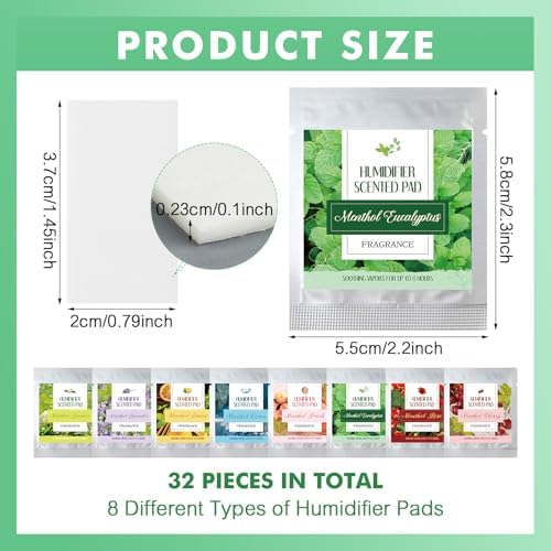 32 Pcs Universal Humidifier Scented Pads with 8 Scents