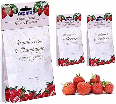 6 Strawberry Champagne Scented Fragrance Sachets Air Freshener