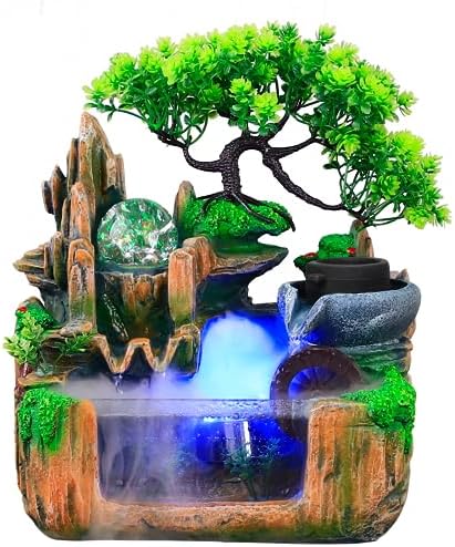 Vintoro Tabletop Fountain with LED Lights and Rockery