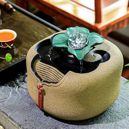 Yellow Resin Tabletop Fountain for Home Decor