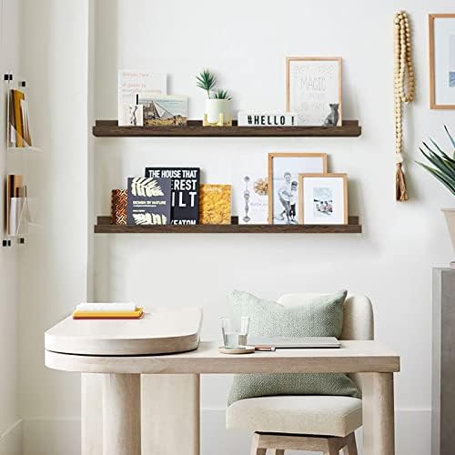 Forbena Dark Brown Floating Wall Shelves Set of 4