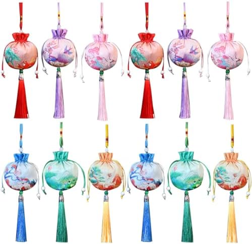 12 Pcs Chinese Sachet Bags with Drawstring