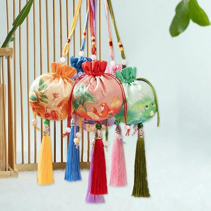 12 Pcs Chinese Sachet Bags with Drawstring