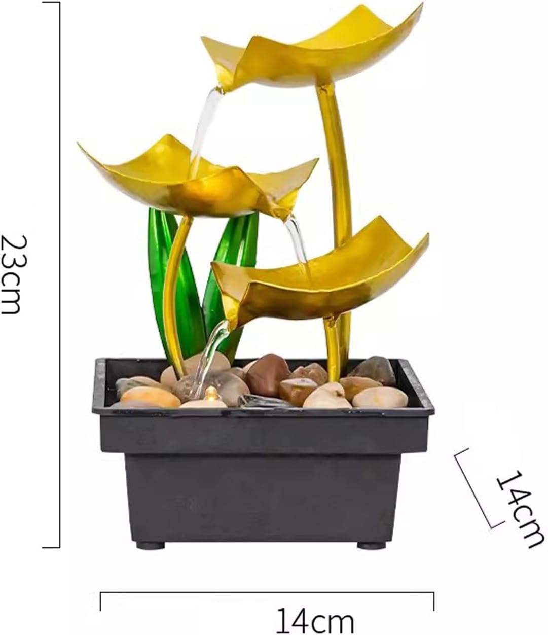 Golden Tabletop Fountain with Flowing Water Decoration