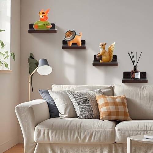 FURAOMEILI 5 Inch Wooden Floating Shelf Set of 2