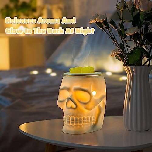 STAR MOON Halloween Wax Melt Warmer Ceramic Skull Decor