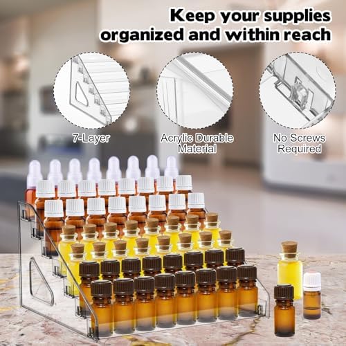 2 Pack 7 Tier Essential Oil Organizer Clear Holder Display Rack