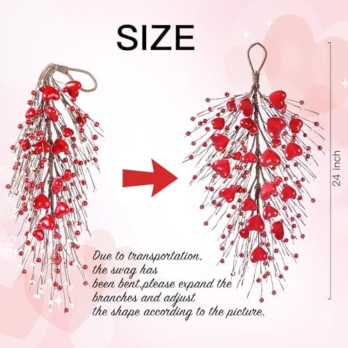 24 Heart Shaped Valentines Day Artificial Swag Wall Hanging