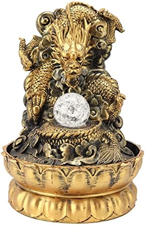 KIMISS Elegant Dragon Statue LED Desktop Water Fountain