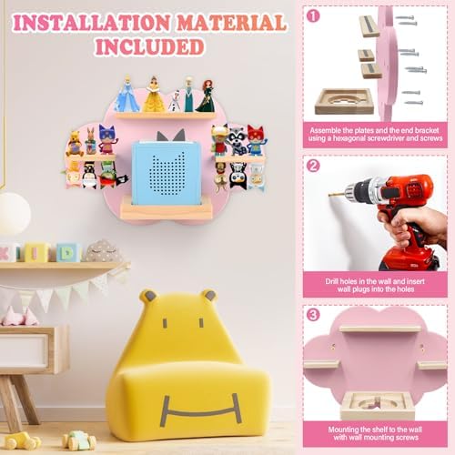 Tonies Box Organizer Magnetic Floating Shelf Pink