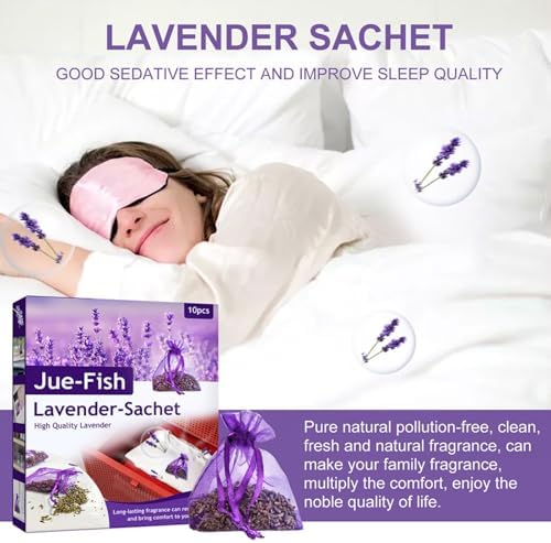 10 Pack Natural Dried Lavender Sachets for Closets and Drawers