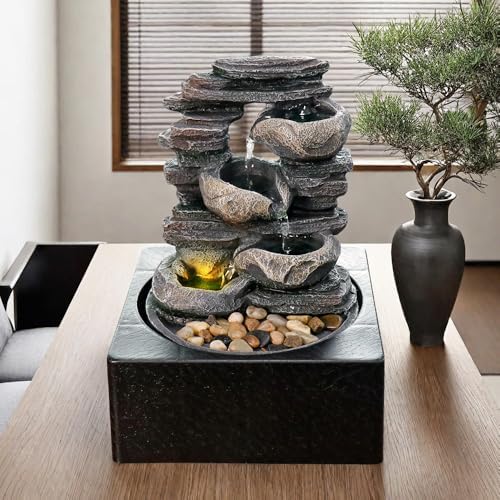Natural Rock Tabletop Waterfall Fountain for Home Office Decor