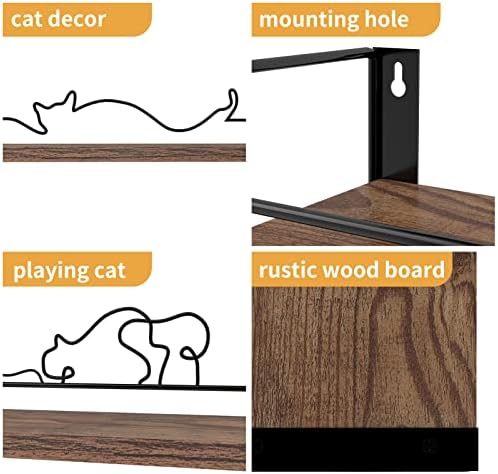 Lyeasw Floating Shelves Cat Wall Shelf Set of 3
