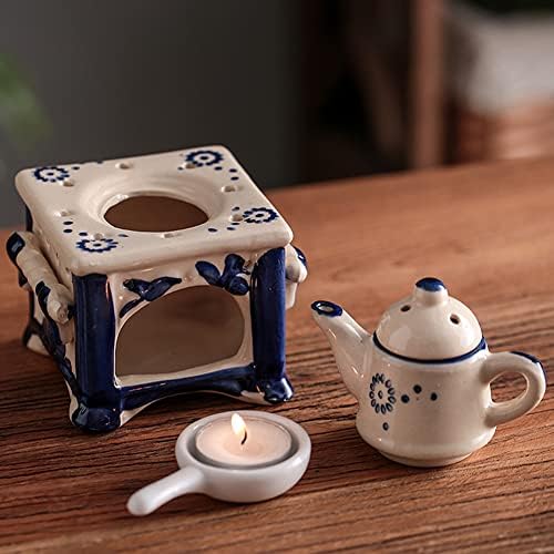 WAYUTO 6 Inch Blue Ceramic Essential Oil Burner