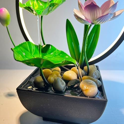 Waterfall Fountain with Light Ring for Home Office Decor