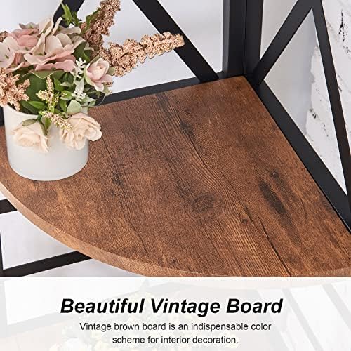 HOMBAZAAR 5 Tier Corner Shelf Industrial Brown