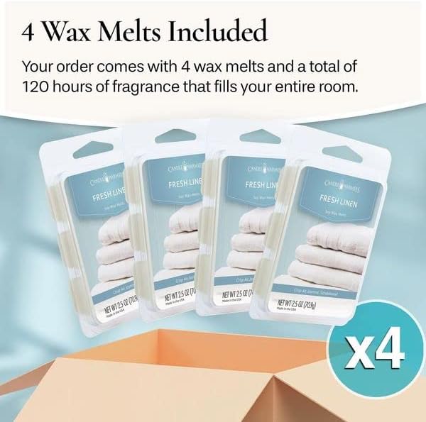 Candle Warmers Etc Classic Wax Melts 25oz Fresh Linen 4-Pack