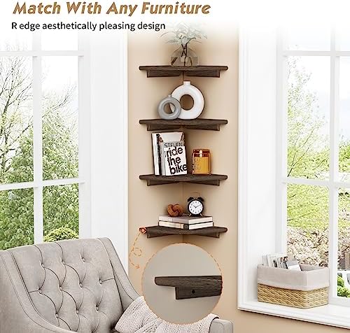 Forbena Floating Corner Shelves Set of 4 Dark Brown