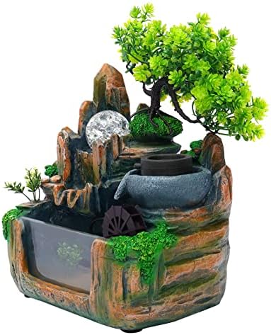 Vintoro Tabletop Fountain with LED Lights and Rockery