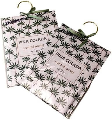 2 Pack Large Hanging Closet Sachet with Bow and Metal Hanger Pina Colada
