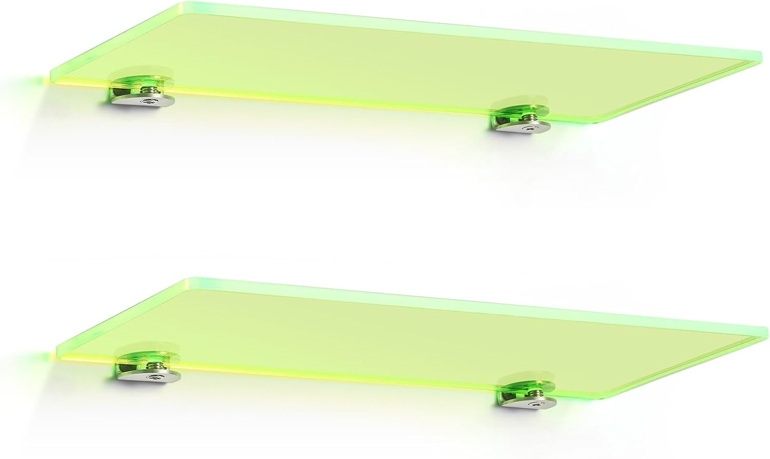 12 Inch Floating Shelves Neon Clear Green 2 Pcs