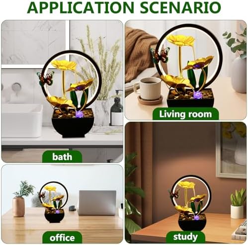USB Powered Tabletop Fountain with LED Light and Natural Stones