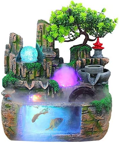 Tabletop Fountain with LED Light for Desk Home Office Bedroom Relaxation