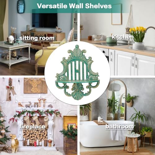 Sungmor 2PC Gothic Floating Shelves Heavy Duty Cast Iron Wall Mount