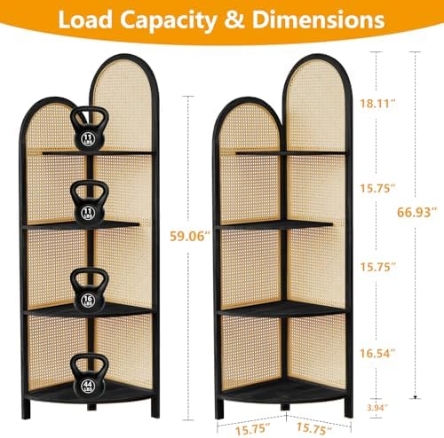 Leesinwing 4 Tier Corner Shelf with Legs Black